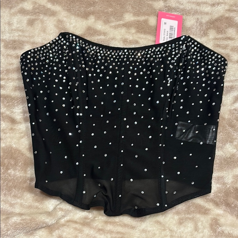 Edikted Black Embellished Bustier Bodysuit - Picture 2 of 5